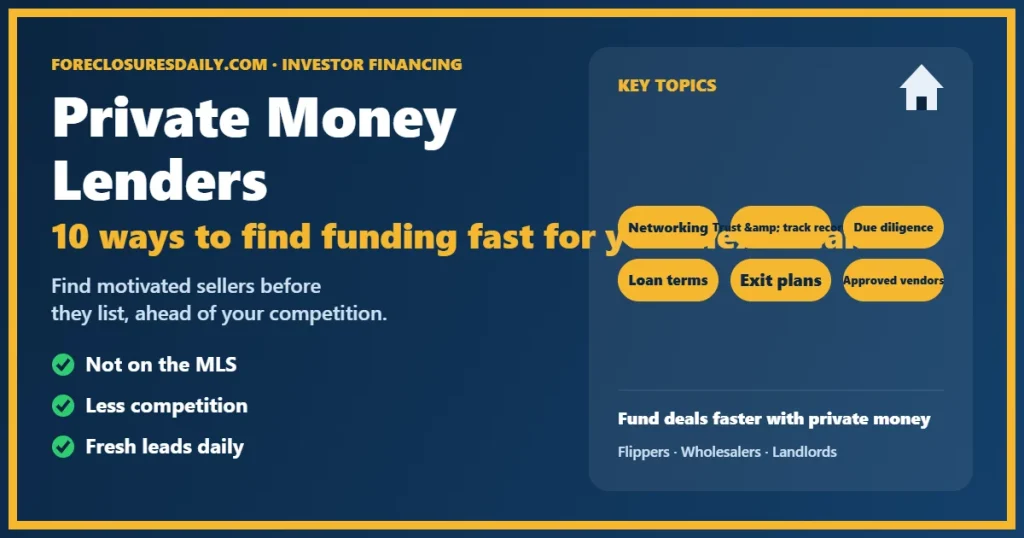 Private money lenders for real estate guide from ForeclosuresDaily.com