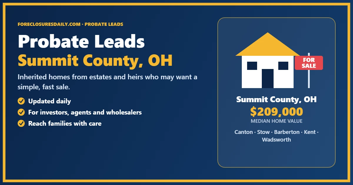 Probate real estate leads in Summit County, Ohio