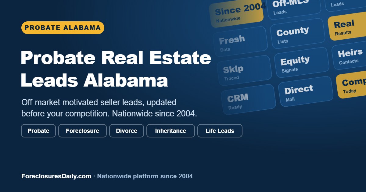 Alabama homes and investor map for researching probate leads in Alabama