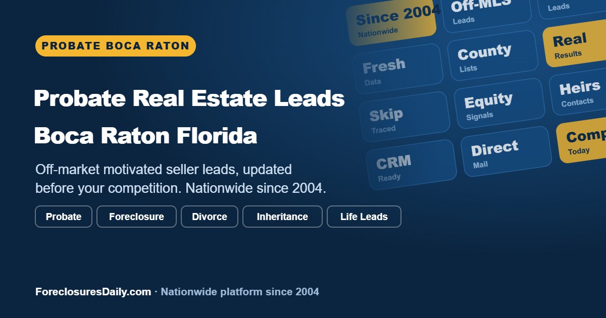 Boca Raton, Florida homes and condos that investors research with probate leads in Boca Raton