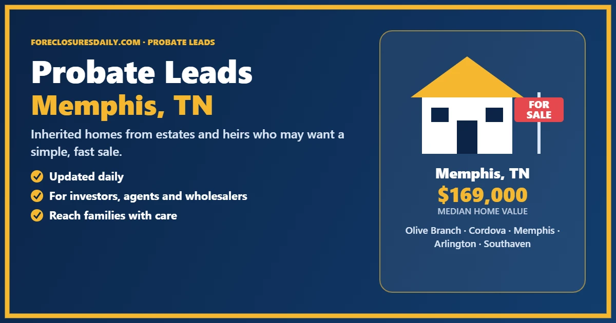 Probate real estate leads in Memphis, Tennessee