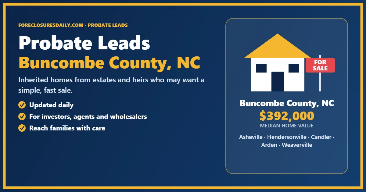Probate real estate leads in Buncombe County, North Carolina