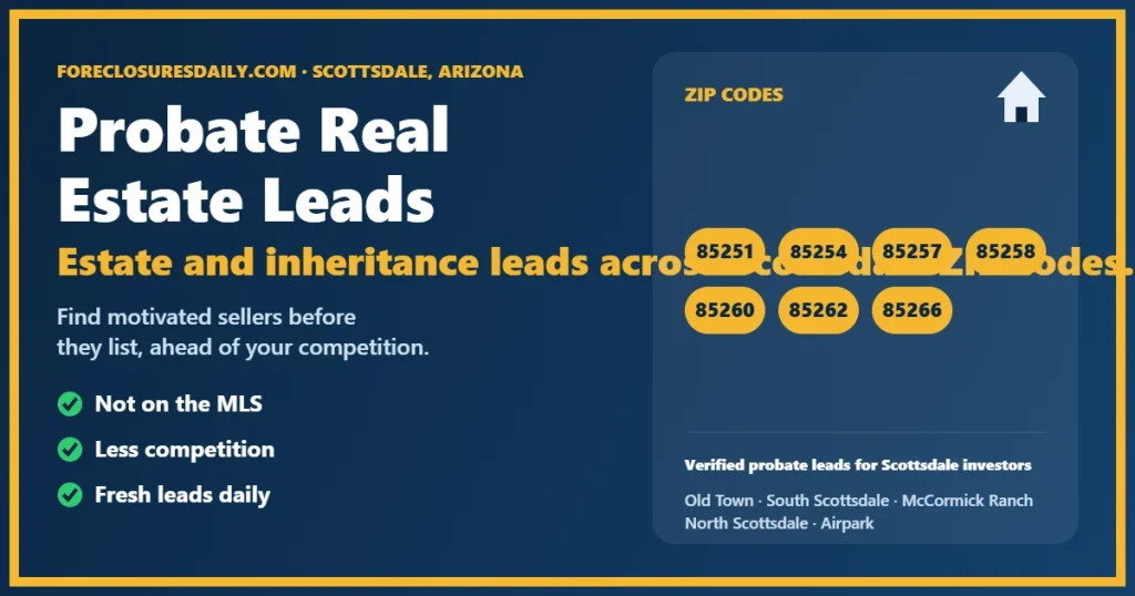 Probate real estate leads Scottsdale Arizona from ForeclosuresDaily.com