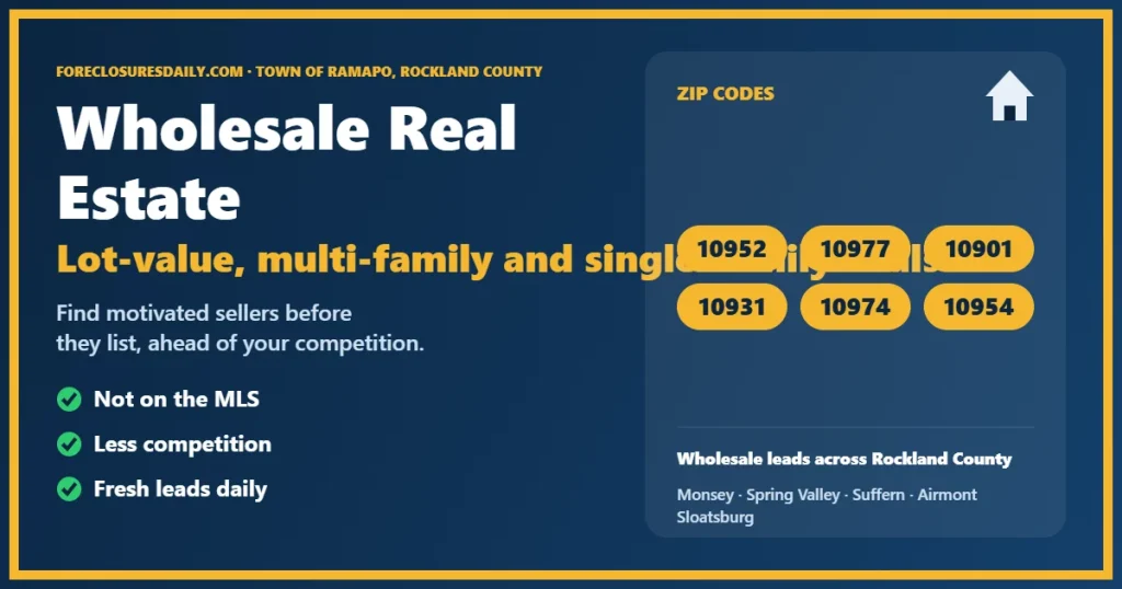 Wholesale real estate Ramapo NY guide from ForeclosuresDaily.com