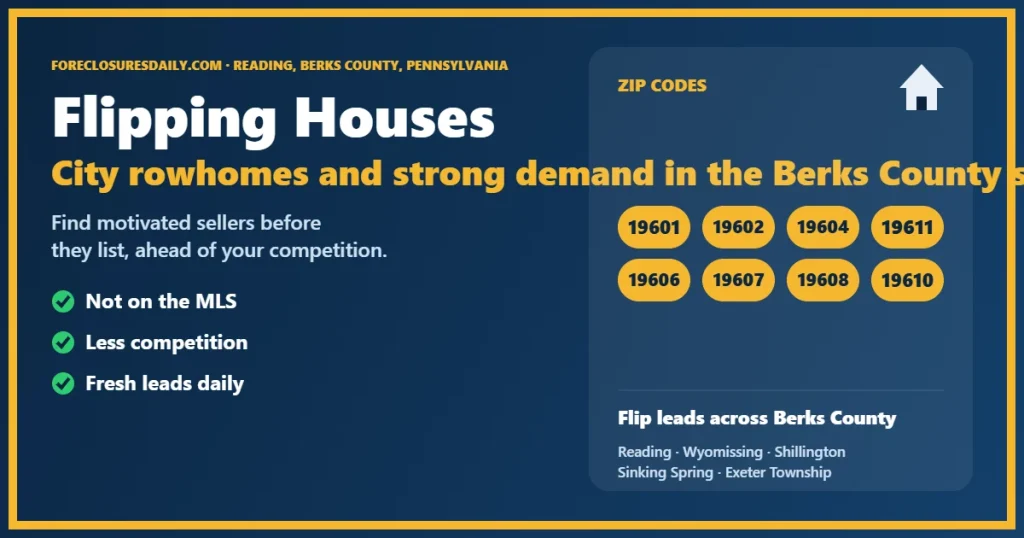 Flipping houses Reading PA guide from ForeclosuresDaily.com