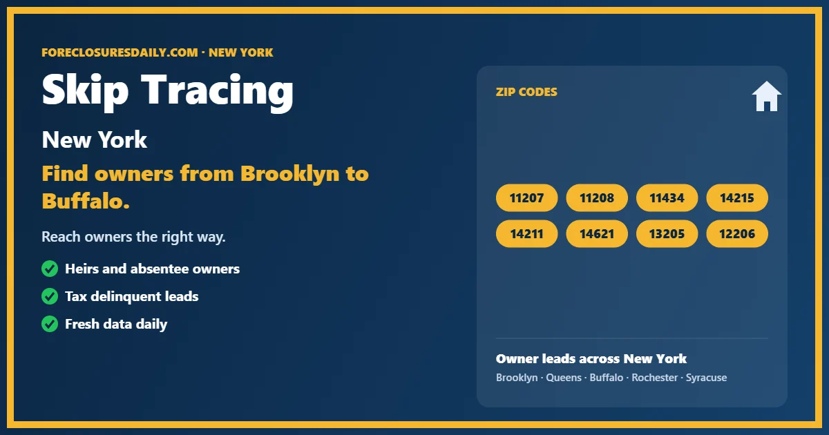 Skip tracing New York from ForeclosuresDaily.com