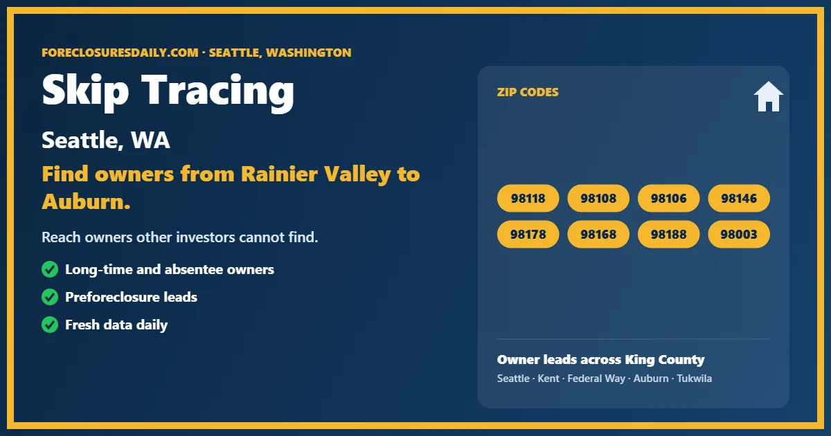 Skip tracing Seattle from ForeclosuresDaily.com