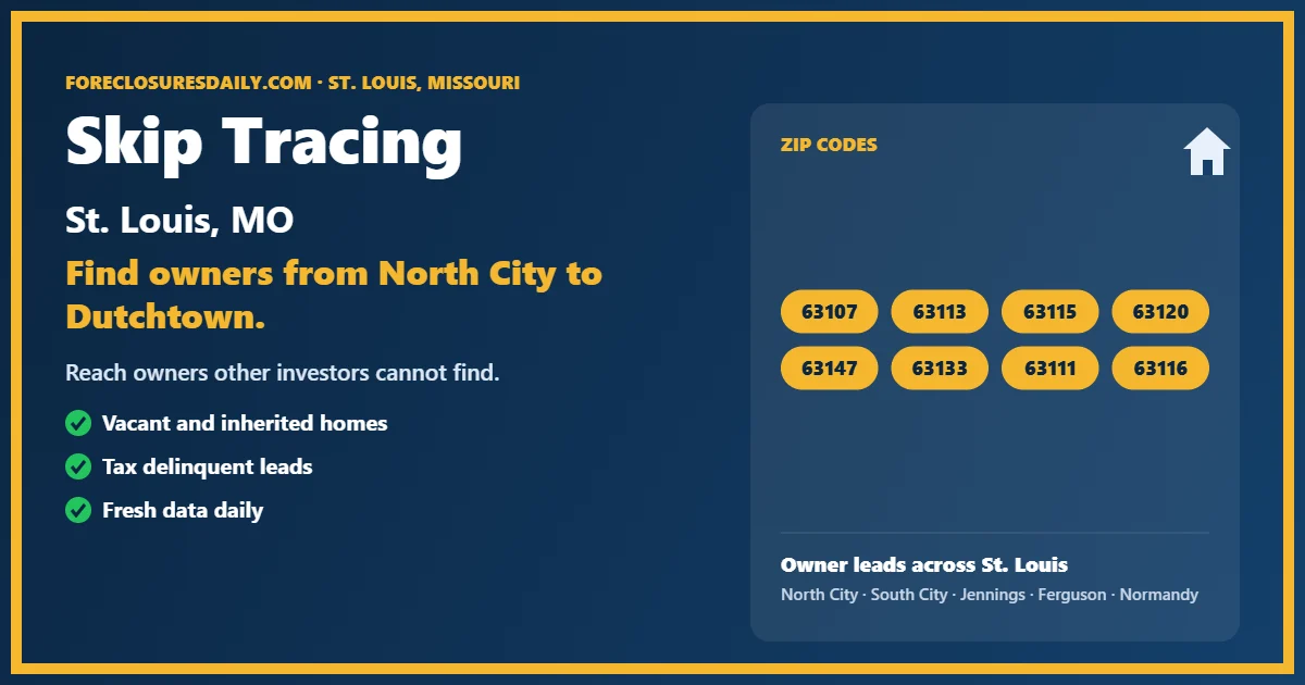 Skip tracing St. Louis from ForeclosuresDaily.com