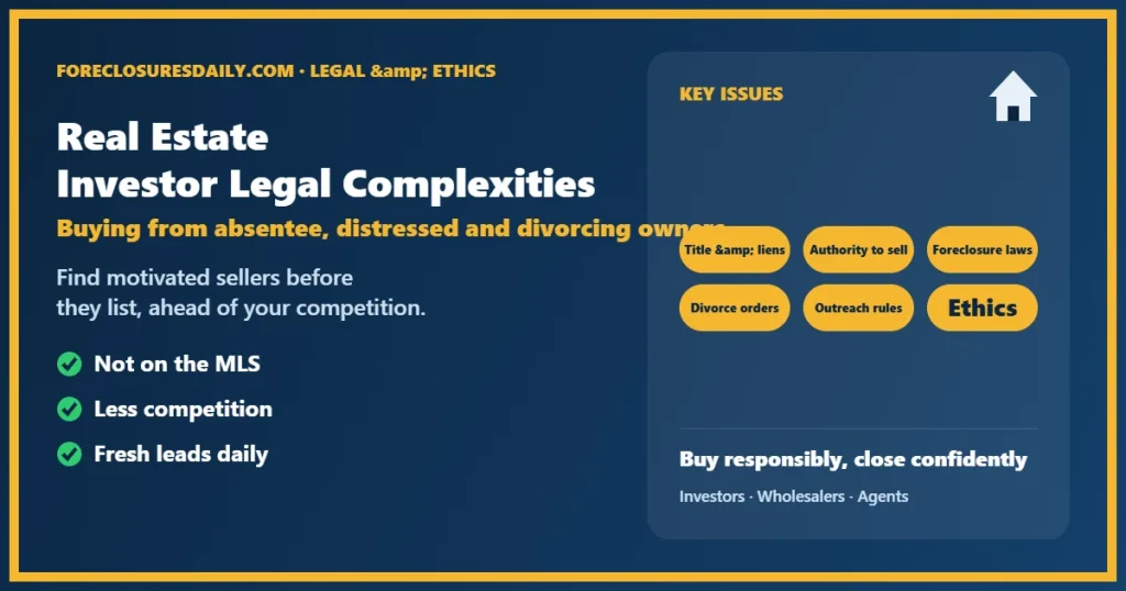 Real estate investor legal complexities guide from ForeclosuresDaily.com
