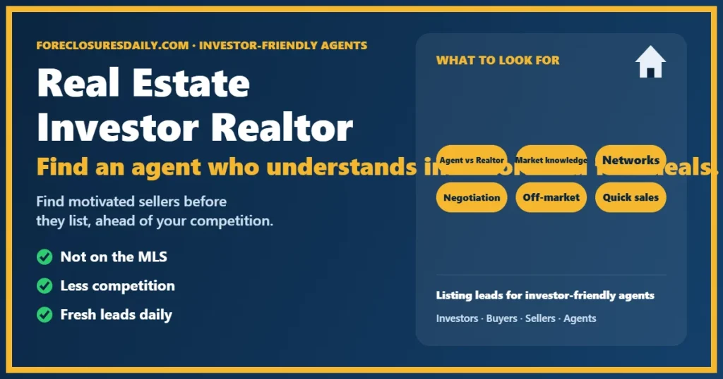 Real estate investor realtor guide from ForeclosuresDaily.com