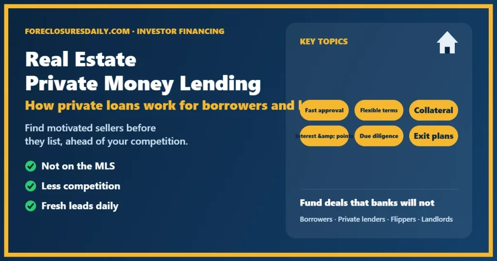 Real estate private money lending guide from ForeclosuresDaily.com
