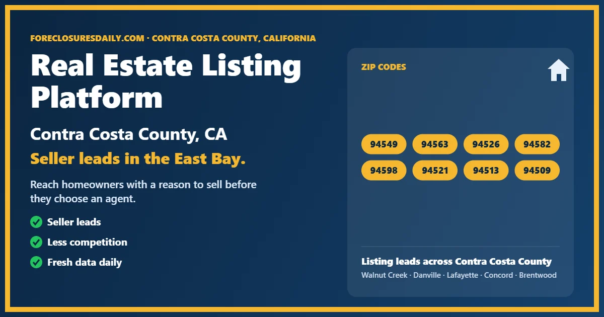 Real estate listing platform Contra Costa County CA from ForeclosuresDaily.com