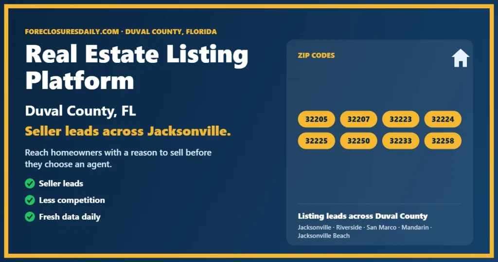 Real estate listing platform Duval County FL from ForeclosuresDaily.com
