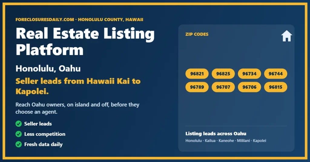 Real estate listing platform Honolulu Oahu from ForeclosuresDaily.com