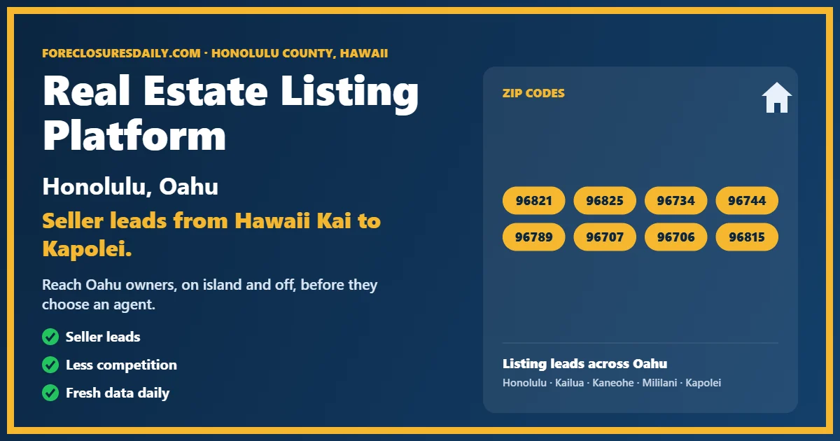 Real estate listing platform Honolulu Oahu from ForeclosuresDaily.com