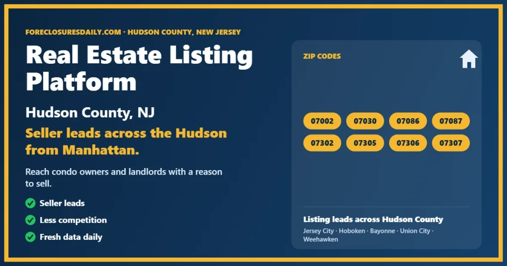 Real estate listing platform Hudson County NJ from ForeclosuresDaily.com