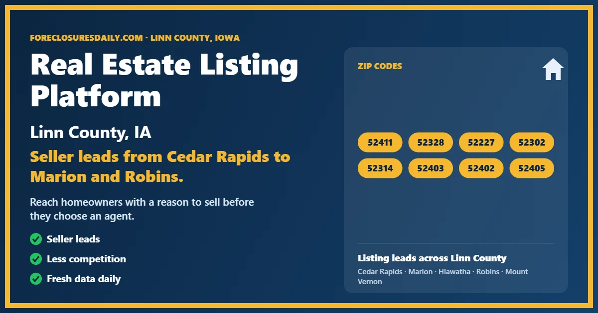 Real estate listing platform Linn County IA from ForeclosuresDaily.com