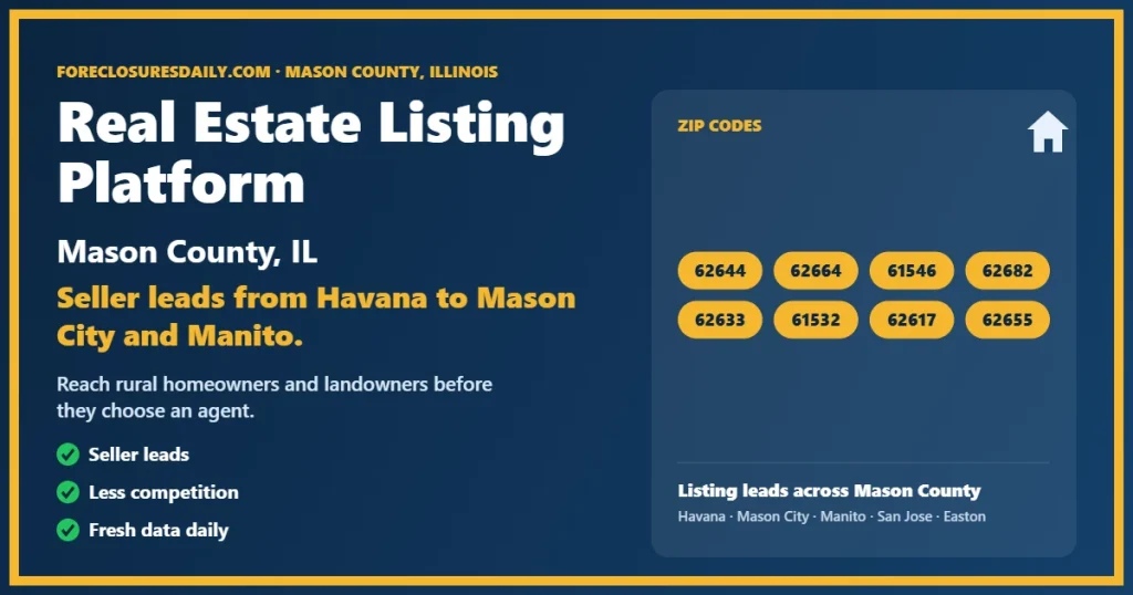 Real estate listing platform Mason County IL from ForeclosuresDaily.com