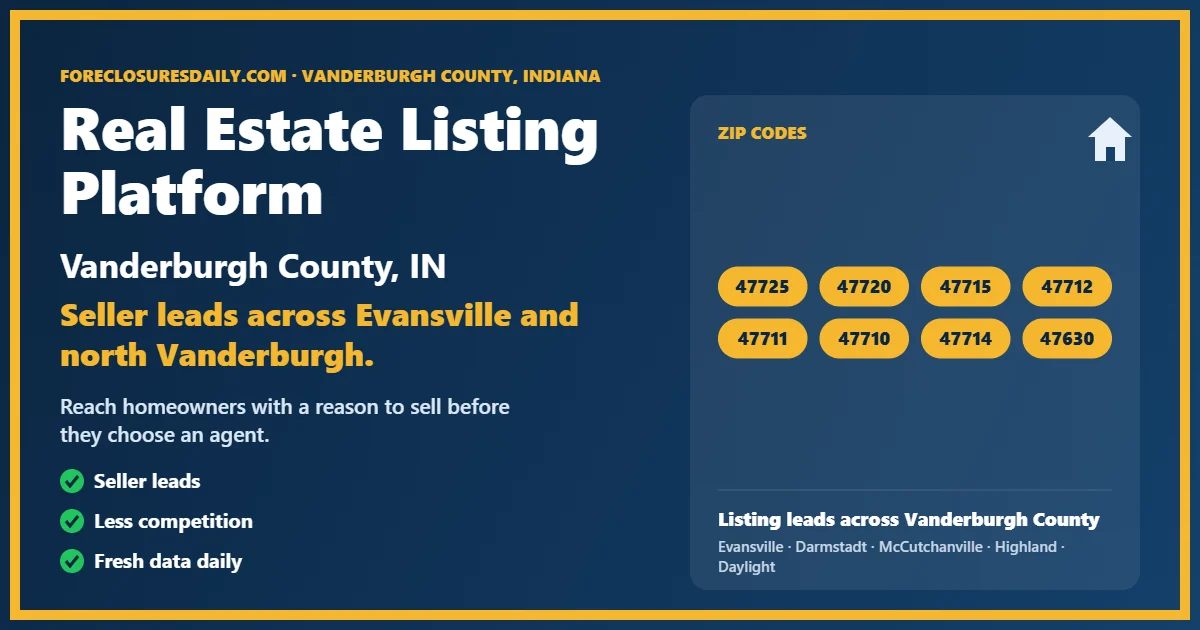 Real estate listing platform Vanderburgh County IN from ForeclosuresDaily.com