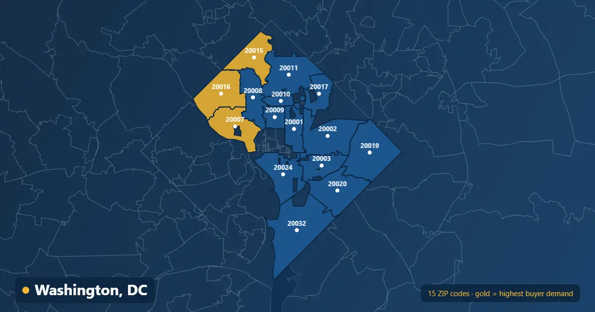 Map of Washington ZIP codes covered by our real estate listing platform