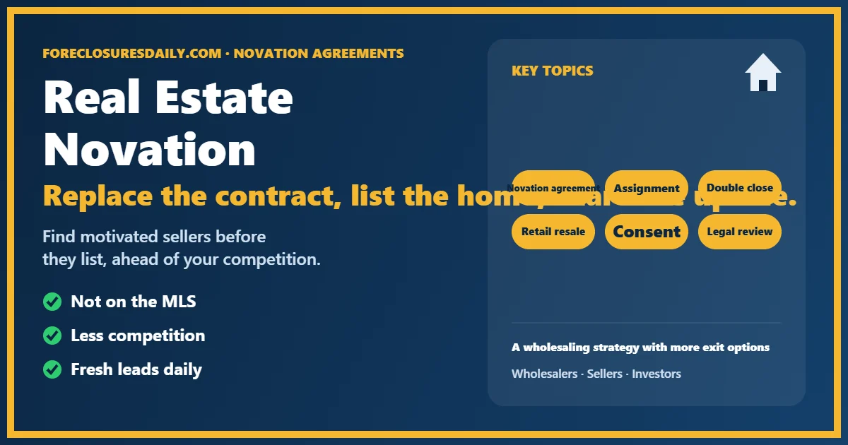 Novation real estate agreement guide from ForeclosuresDaily.com