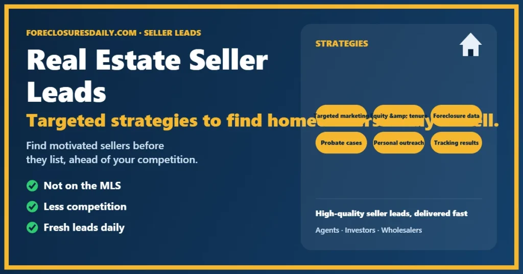 Real estate seller leads strategies from ForeclosuresDaily.com