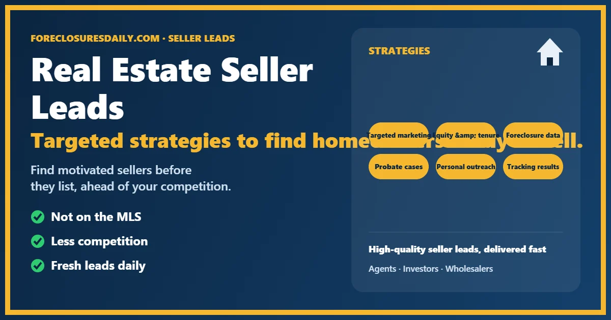 Seller leads strategies for real estate agents and investors from ForeclosuresDaily.com