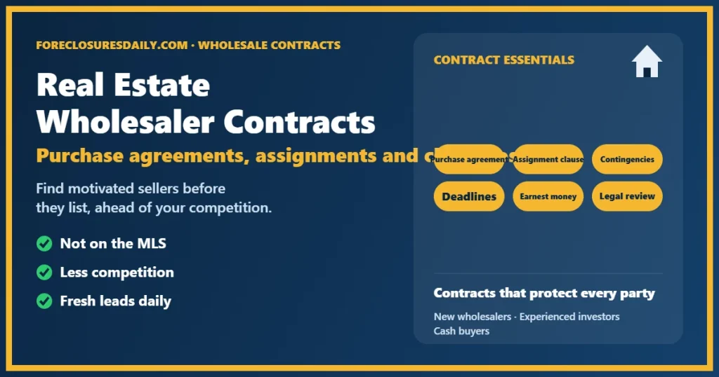 Wholesaling real estate contracts guide from ForeclosuresDaily.com