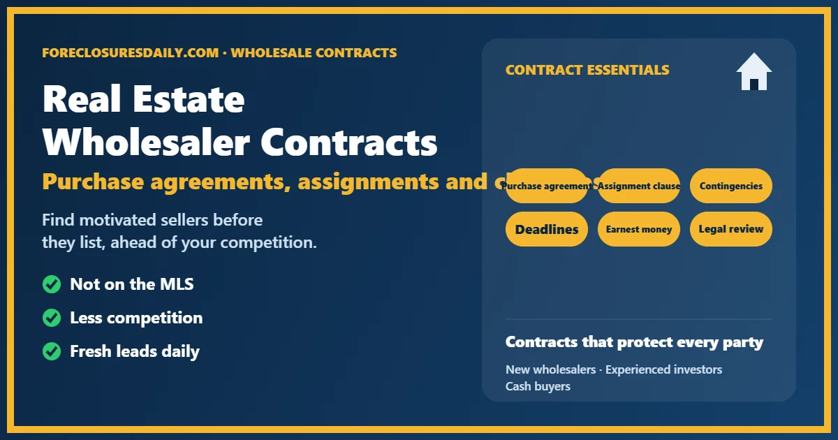 Wholesaling real estate contracts guide from ForeclosuresDaily.com