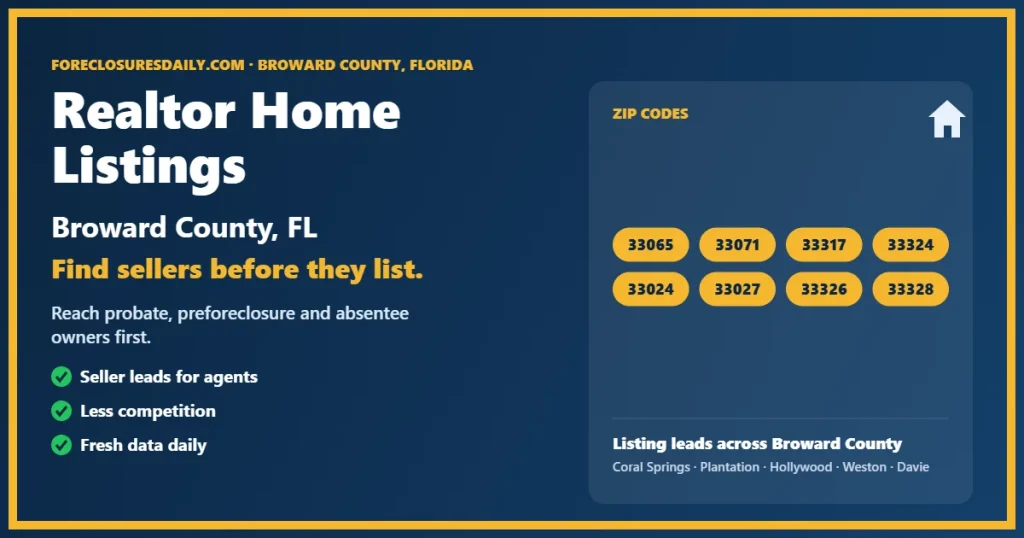 Realtor home listing Broward County agent guide from ForeclosuresDaily.com