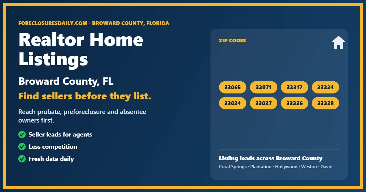 Realtor home listing Broward County agent guide from ForeclosuresDaily.com