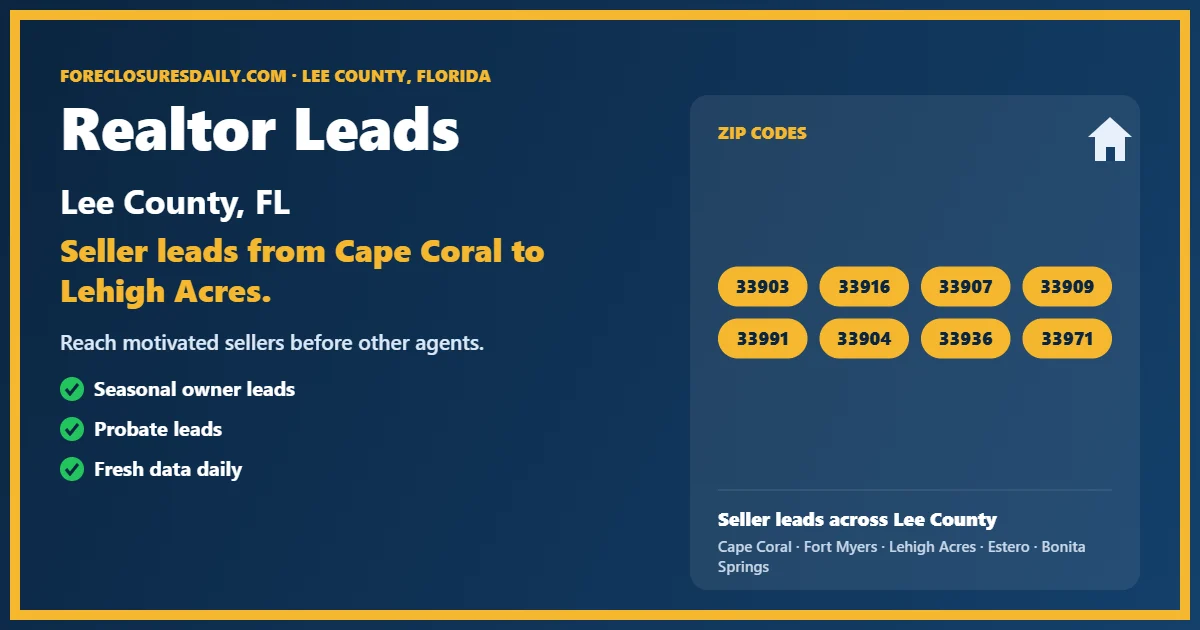 Realtor leads Lee County FL from ForeclosuresDaily.com