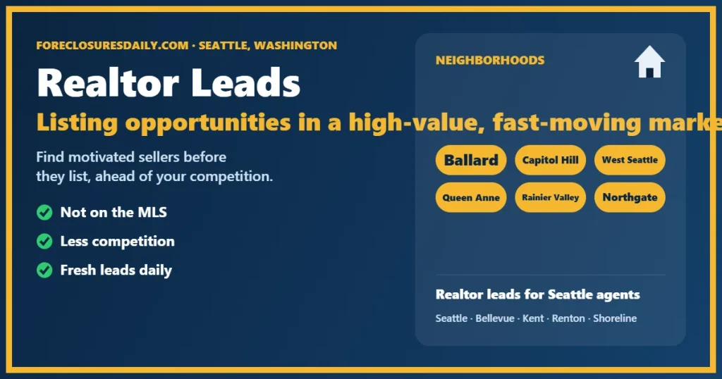 Realtor leads Seattle WA from ForeclosuresDaily.com