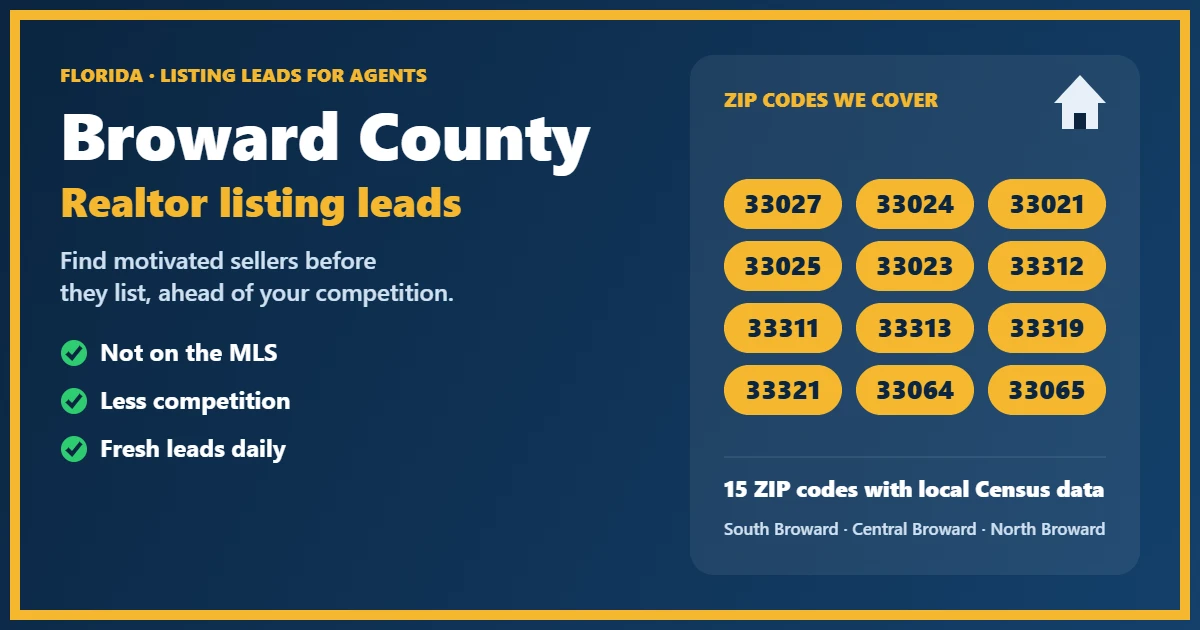 Realtor listings Broward County FL map of the ZIP codes we cover