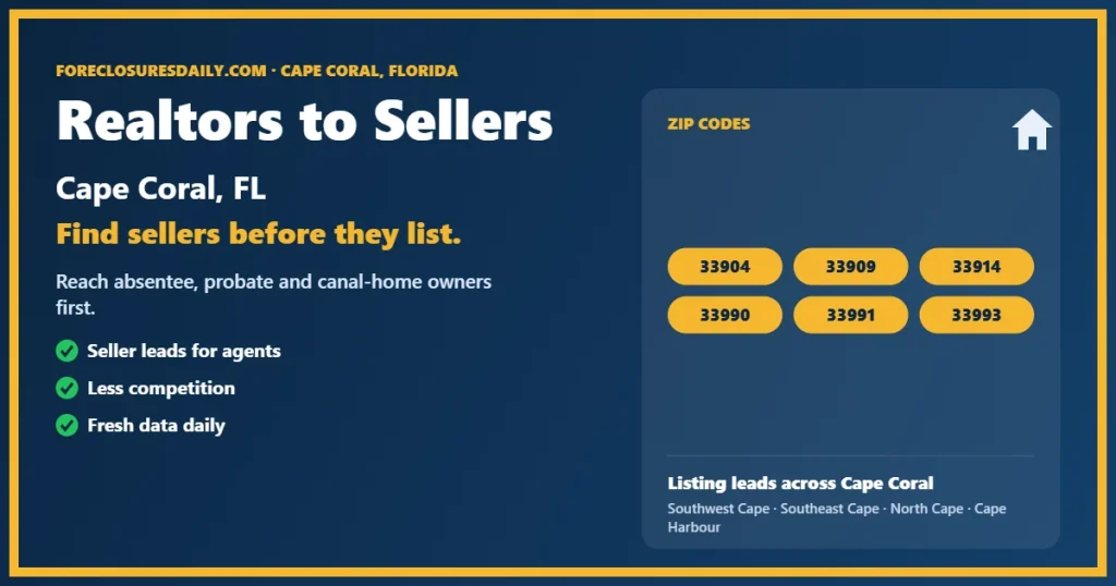 Realtors to sellers Cape Coral listing lead guide from ForeclosuresDaily.com