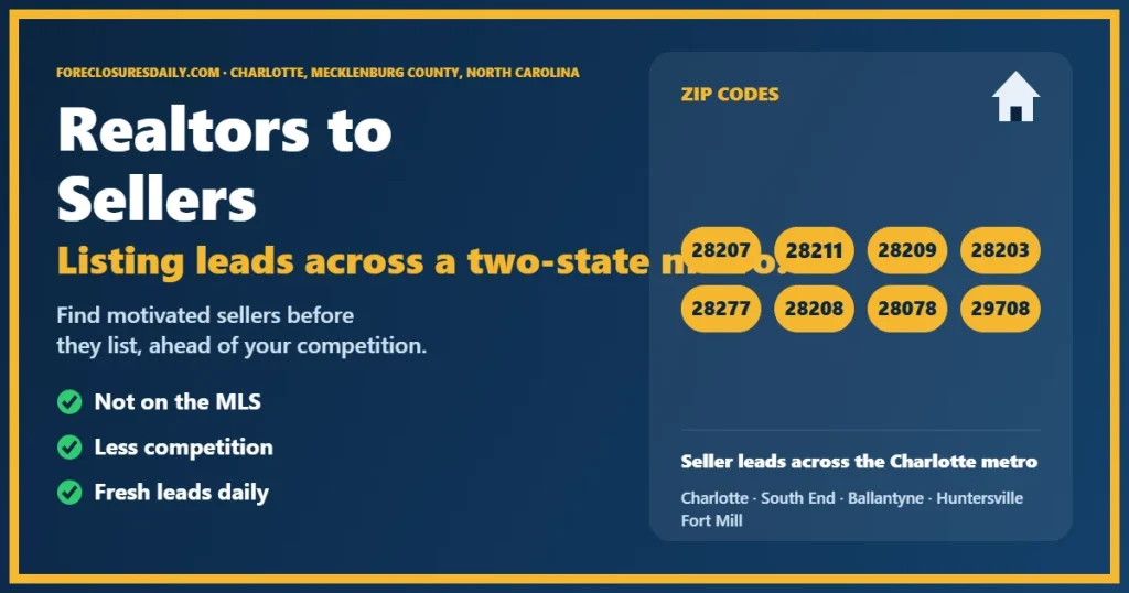 Connecting realtors to sellers in Charlotte guide from ForeclosuresDaily.com