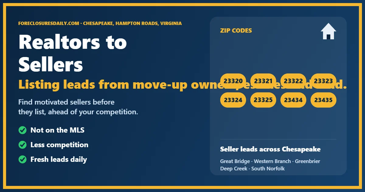 Connecting realtors to sellers in Chesapeake VA guide from ForeclosuresDaily.com