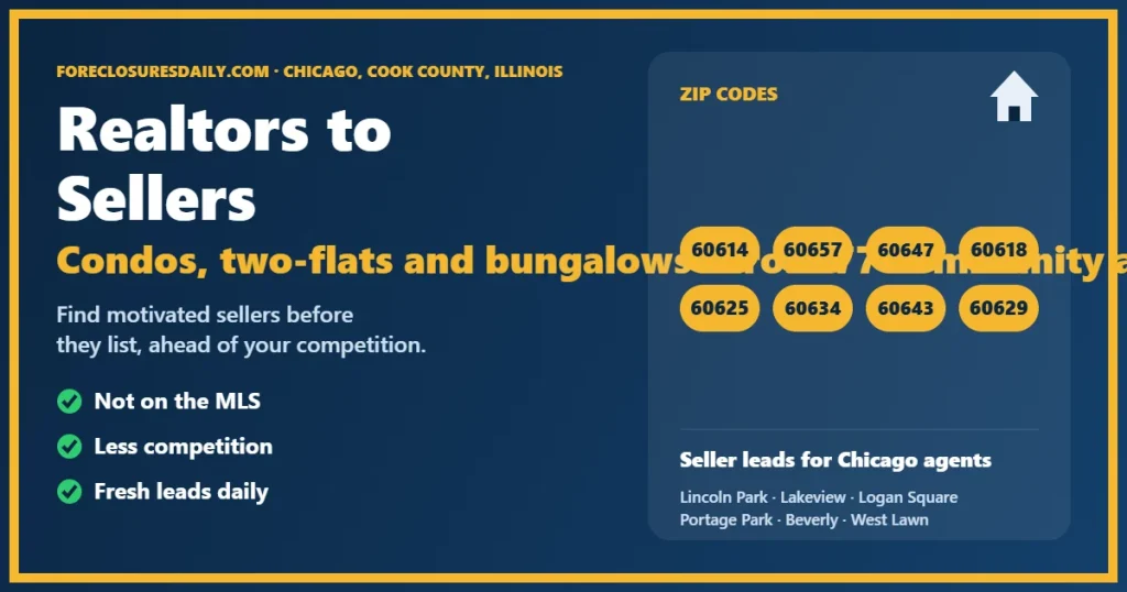 Realtors to sellers Chicago IL from ForeclosuresDaily.com