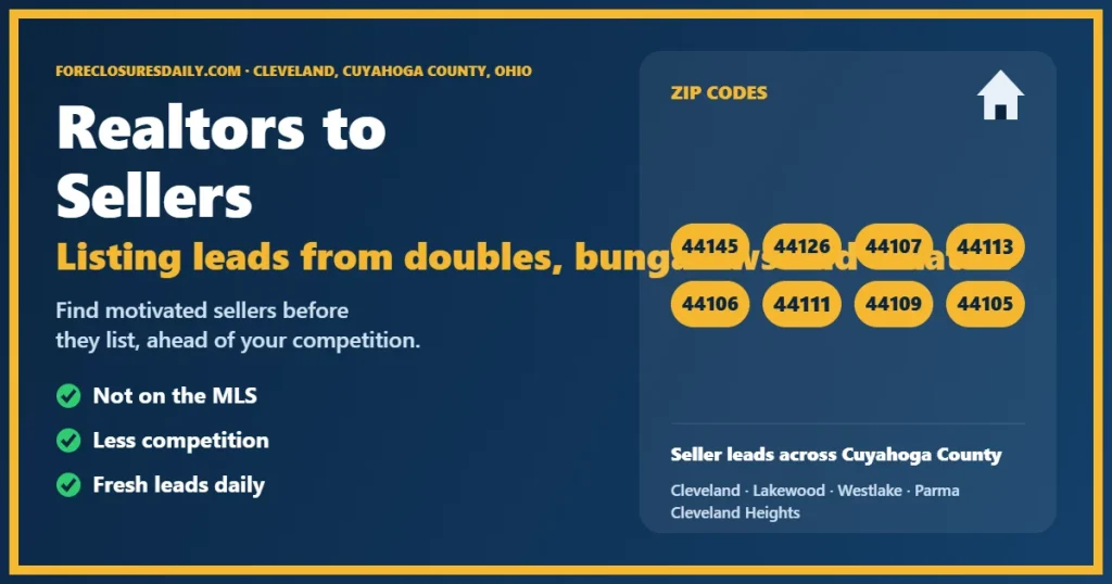Connecting realtors to sellers in Cleveland guide from ForeclosuresDaily.com
