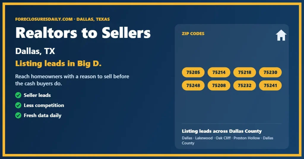 Realtors to sellers Dallas guide from ForeclosuresDaily.com