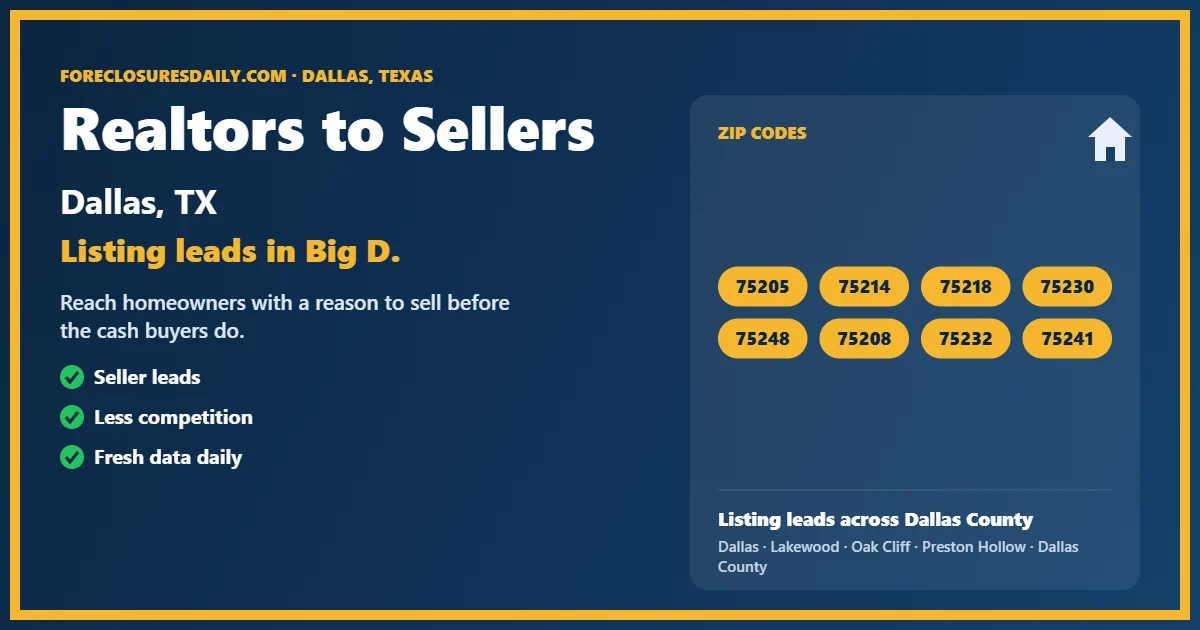 Realtors to sellers Dallas guide from ForeclosuresDaily.com