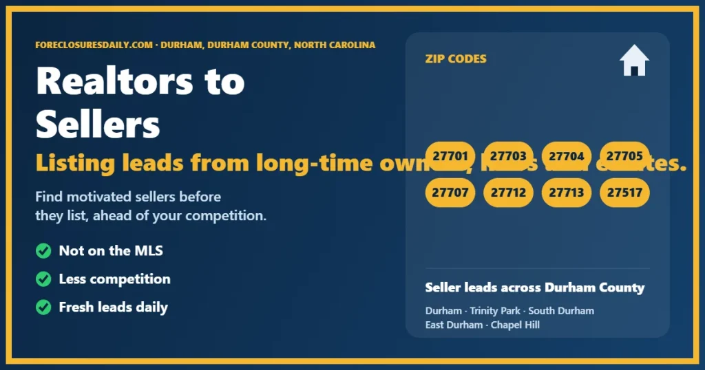 Connecting realtors to sellers in Durham NC guide from ForeclosuresDaily.com