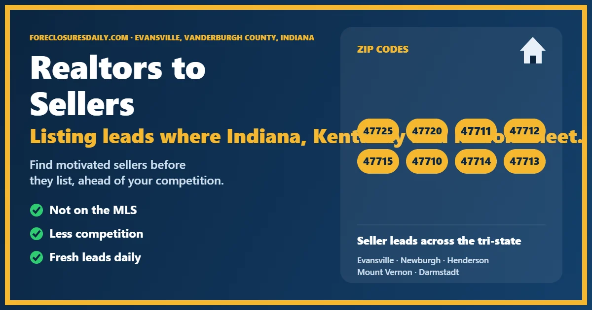 Connecting realtors to sellers in Evansville IN guide from ForeclosuresDaily.com