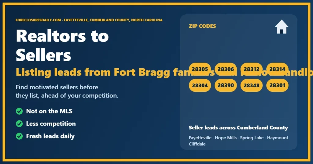Connecting realtors to sellers in Fayetteville NC guide from ForeclosuresDaily.com