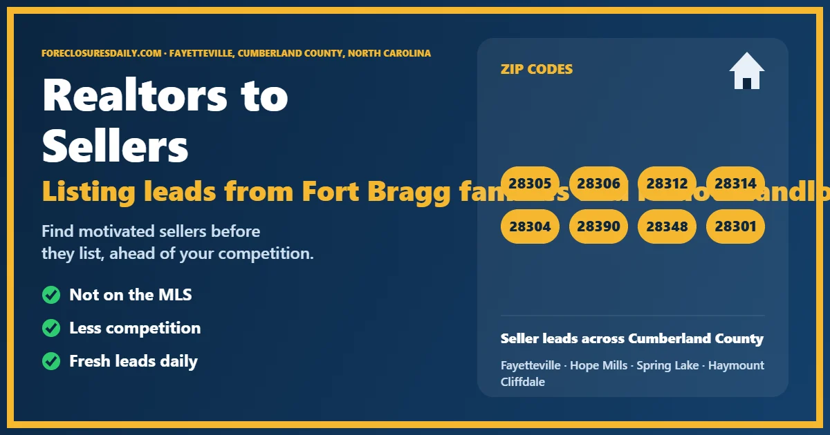 Connecting realtors to sellers in Fayetteville NC guide from ForeclosuresDaily.com