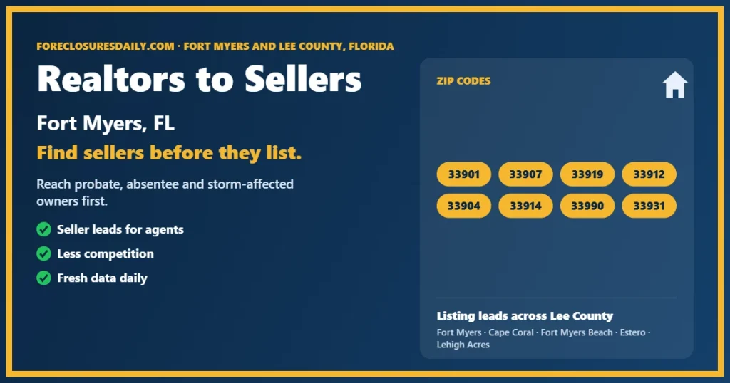 Realtors to sellers Fort Myers listing lead guide from ForeclosuresDaily.com