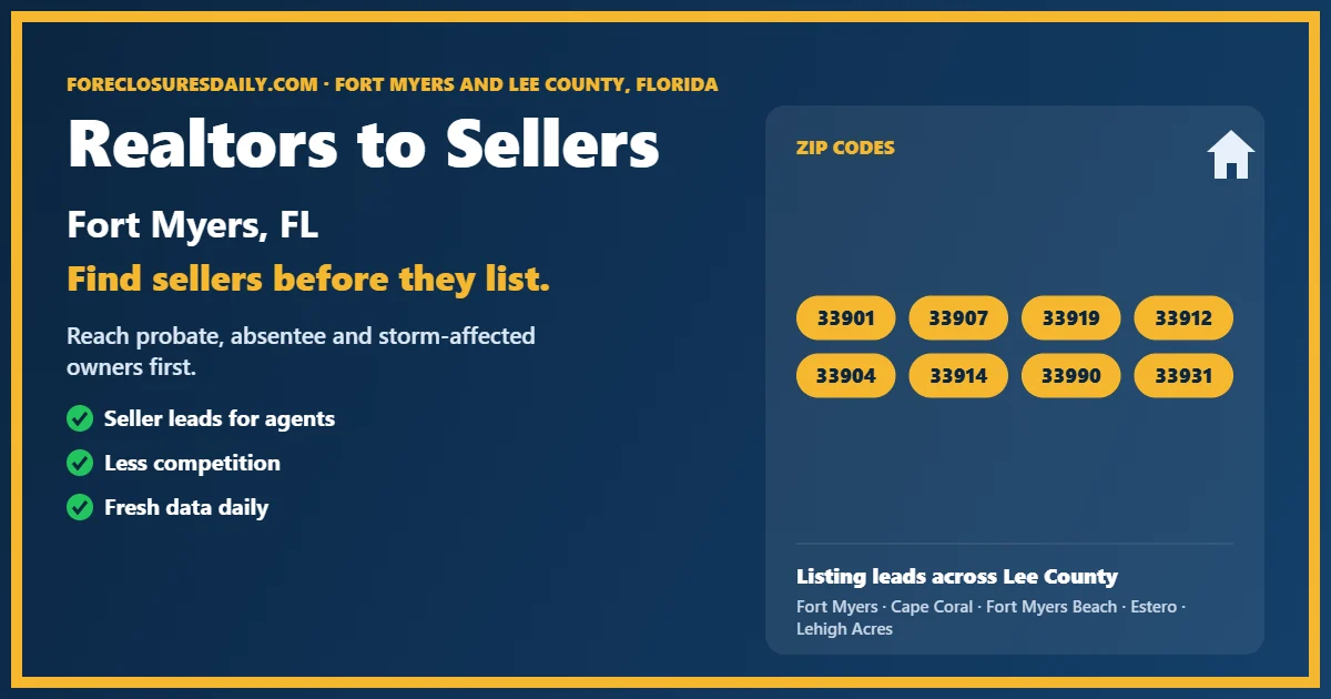 Realtors to sellers Fort Myers listing lead guide from ForeclosuresDaily.com