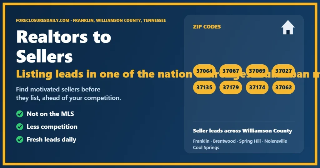 Connecting realtors to sellers in Franklin TN guide from ForeclosuresDaily.com