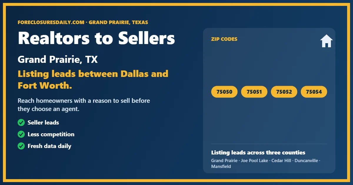 Realtors to sellers Grand Prairie guide from ForeclosuresDaily.com