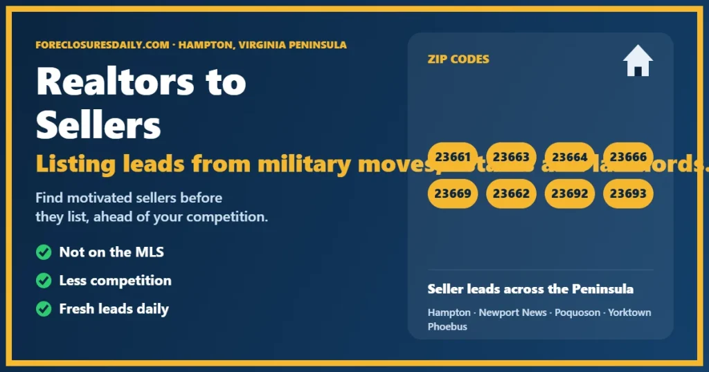 Connecting realtors to sellers in Hampton VA guide from ForeclosuresDaily.com